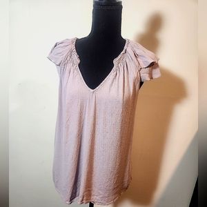 A New Day Lavender Flutter sleeve Blouse